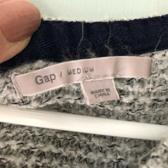 GAP Gray Heather SHORT SLEEVE SWEATER KEYHOLE TIE BACK SIZE Medium M - Picture 6 of 9